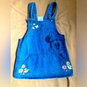 Disney Junior Minnie Mouse Denim Jumper Dress Baby Girl 18 Month Toddler